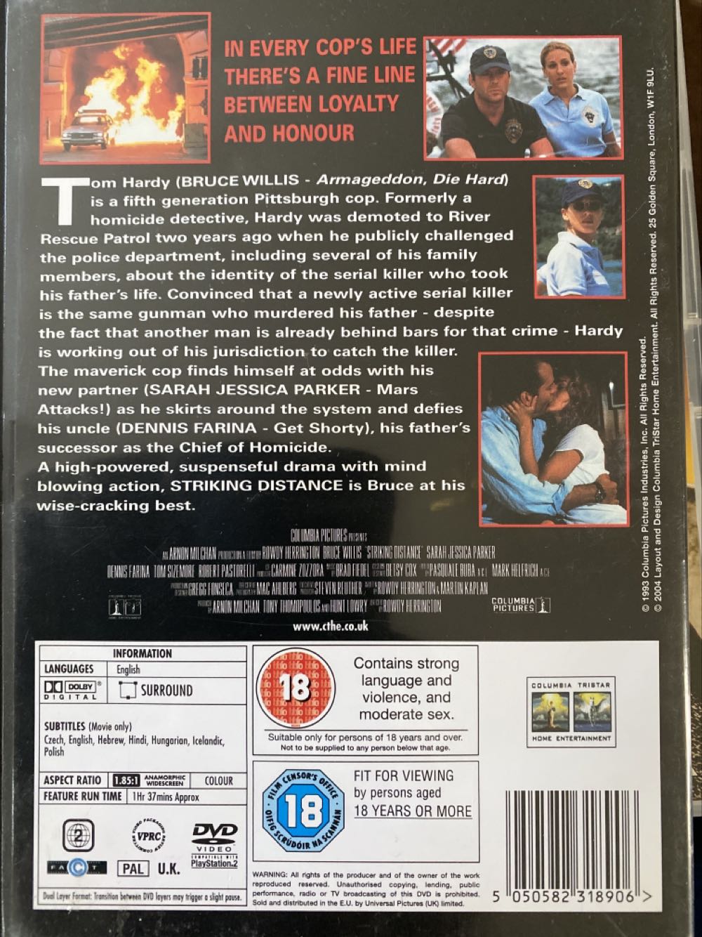 Striking Distance DVD movie collectible [Barcode 5050582318906] - Main Image 2