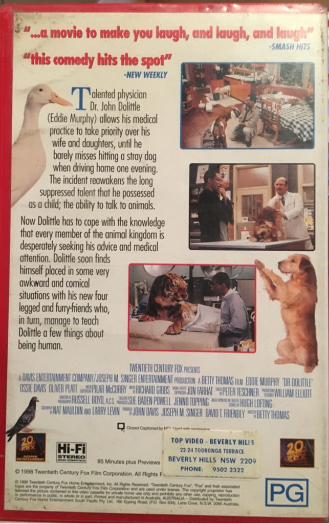 Dr. Dolittle VHS movie collectible [Barcode 5013738276253] - Main Image 2
