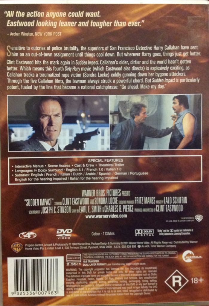 Sudden Impact DVD movie collectible [Barcode 9325336007983] - Main Image 2