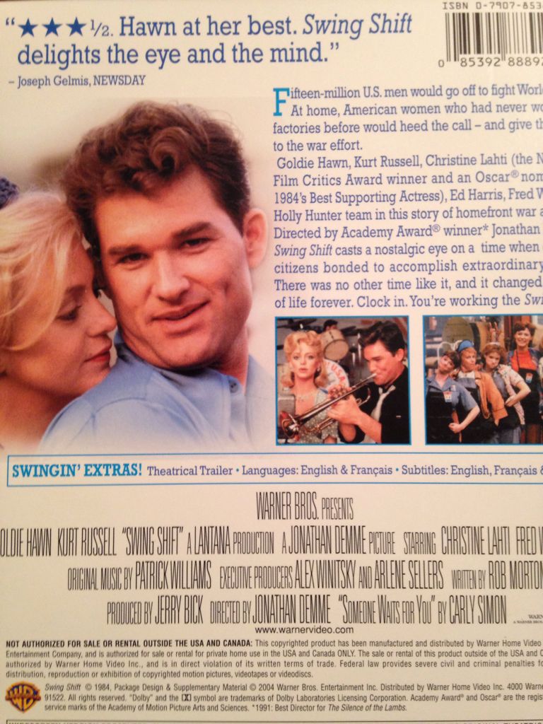 Swing Shift DVD-R movie collectible [Barcode 085392888924] - Main Image 2