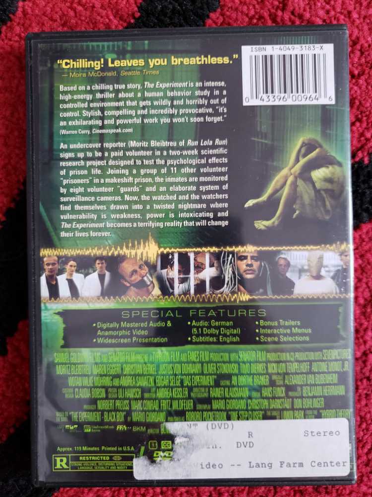 The Experiment DVD movie collectible [Barcode 043396009646] - Main Image 2