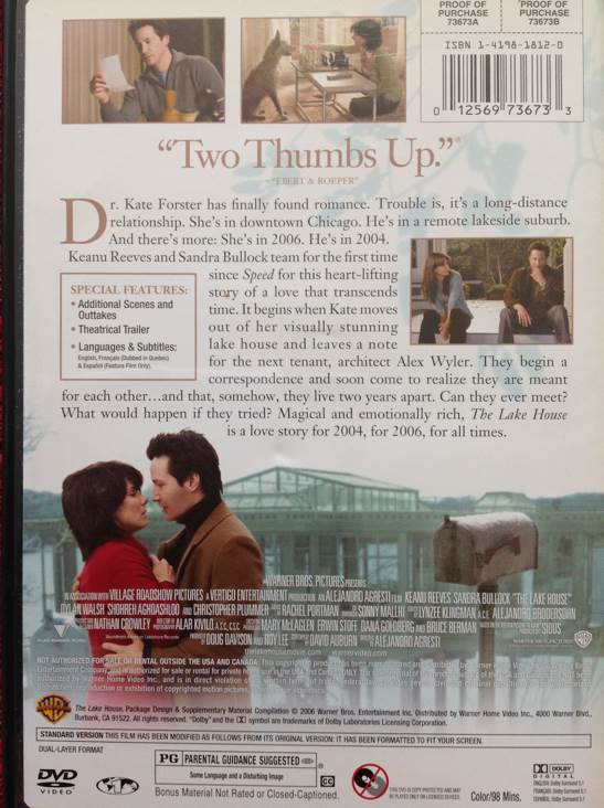 Lake House DVD movie collectible [Barcode 012569736733] - Main Image 2