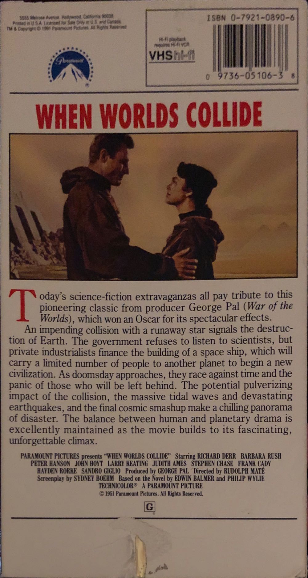 When Worlds Collide VHS movie collectible [Barcode 097360510638] - Main Image 2