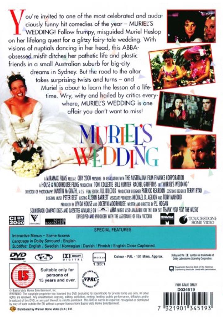 Muriels Wedding DVD movie collectible [Barcode 065935117872] - Main Image 2