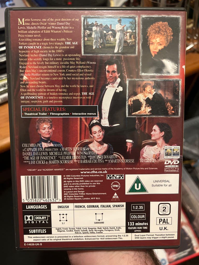 Age of Innocence, The VHS movie collectible [Barcode 5035822462632] - Main Image 2