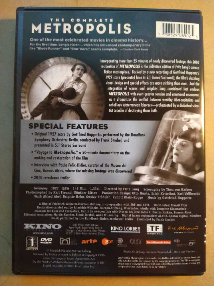 Metropolis DVD movie collectible [Barcode 738329069025] - Main Image 3