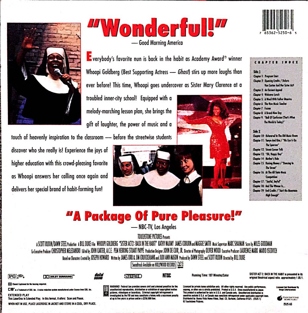 Sister Act 2: Back in the Habit Laser Disc movie collectible [Barcode 765362525065] - Main Image 2