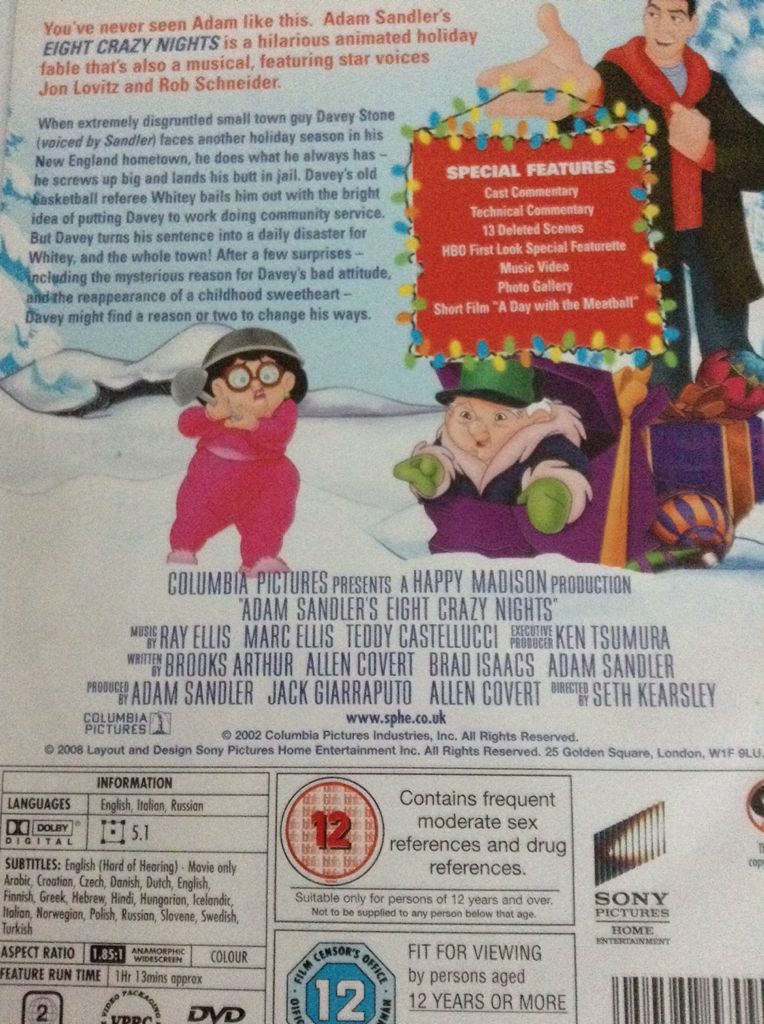 Eight Crazy Nights DVD movie collectible [Barcode 080100002272] - Main Image 2