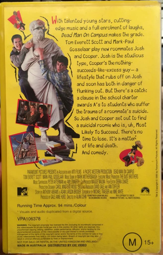 Dead Man on Campus VHS movie collectible [Barcode 5014437458919] - Main Image 2