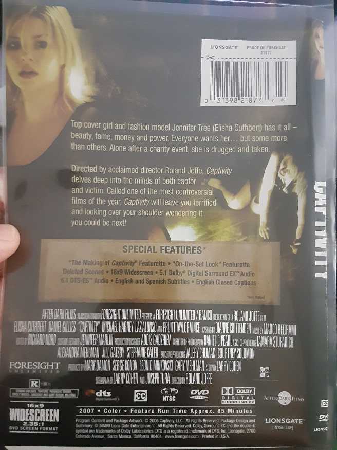 Captivity DVD movie collectible [Barcode 031398218777] - Main Image 4
