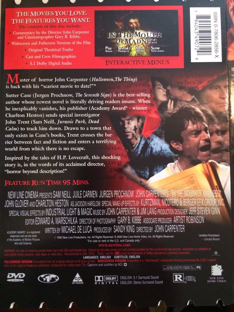 In the Mouth of Madness DVD movie collectible [Barcode 794043490729] - Main Image 2