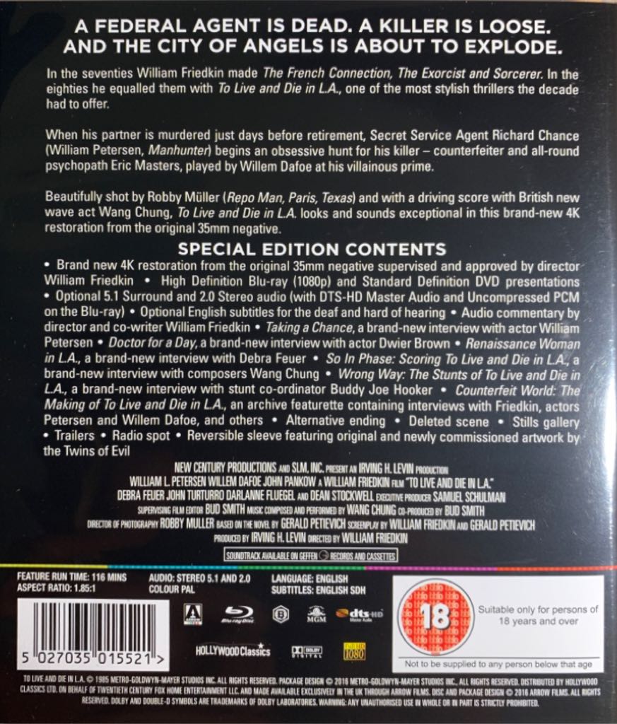 To Live and Die in L.A. Blu-ray movie collectible [Barcode 5027035015521] - Main Image 2