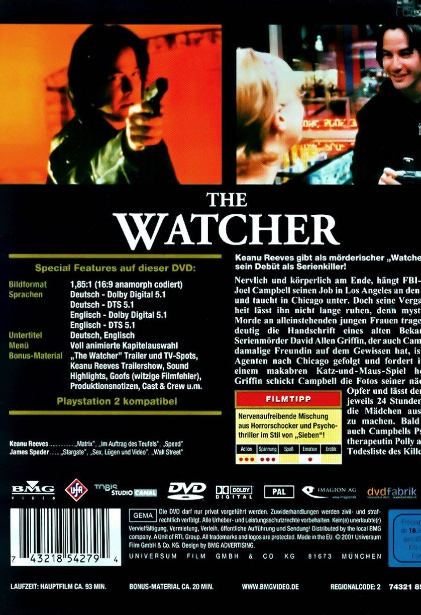 The Watcher  (2000) QUADRUPLE FEATURE THRILLER PACK DVD movie collectible [Barcode 02519211372] - Main Image 2