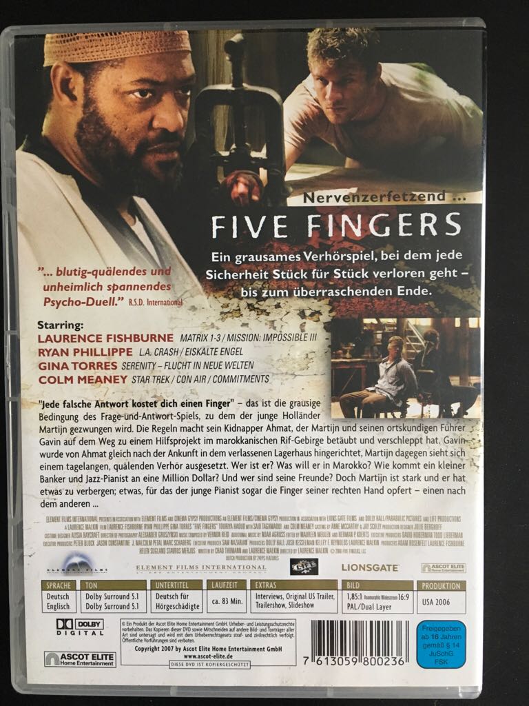 Five Fingers DVD movie collectible [Barcode 7613059800236] - Main Image 2