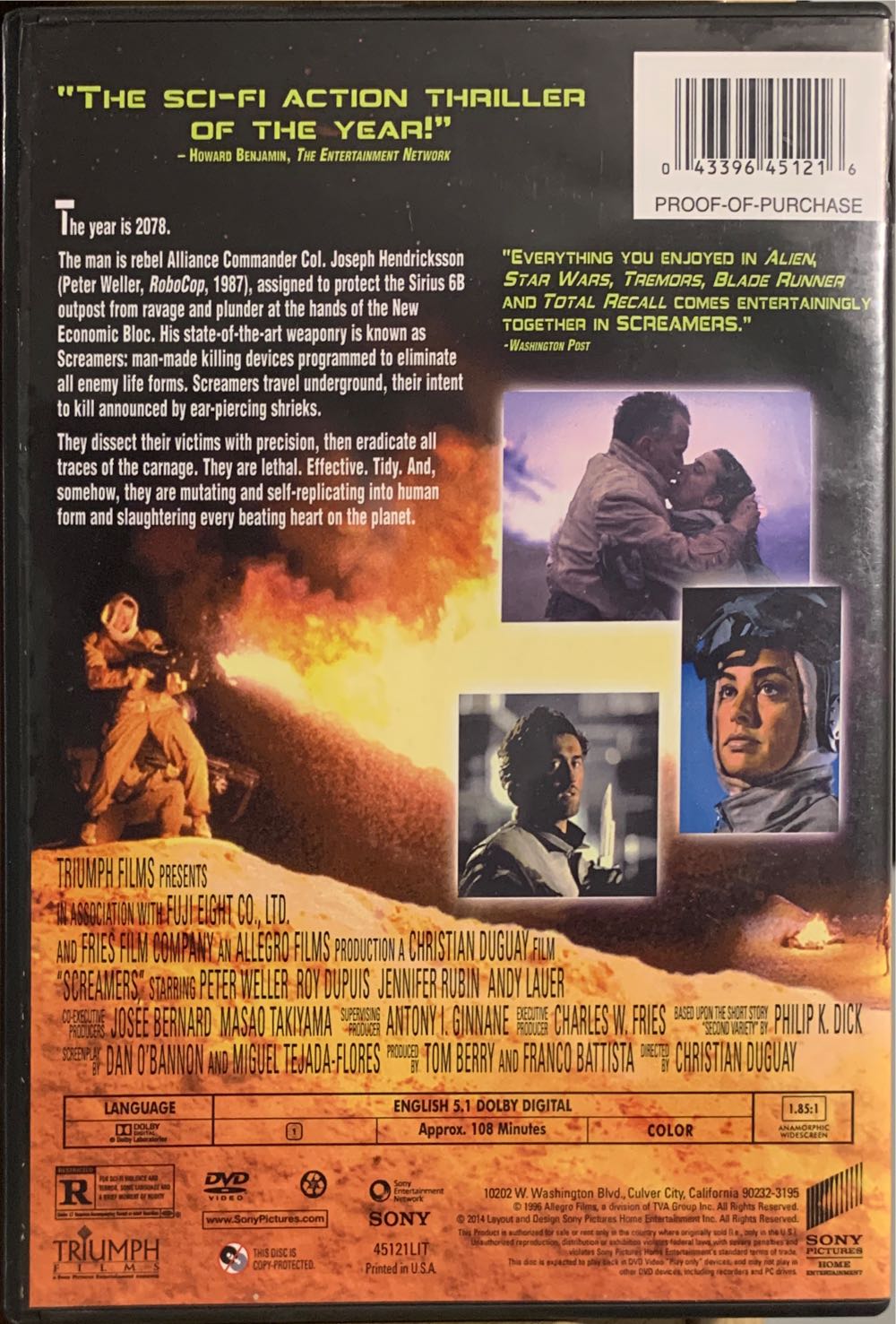 Screamers DVD movie collectible [Barcode 043396451216] - Main Image 2