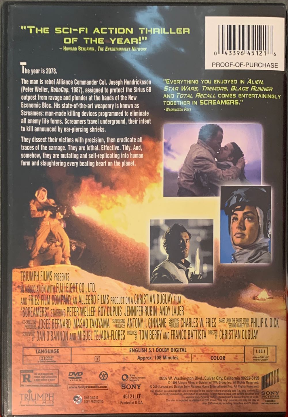 Screamers DVD movie collectible [Barcode 043396451216] - Main Image 3