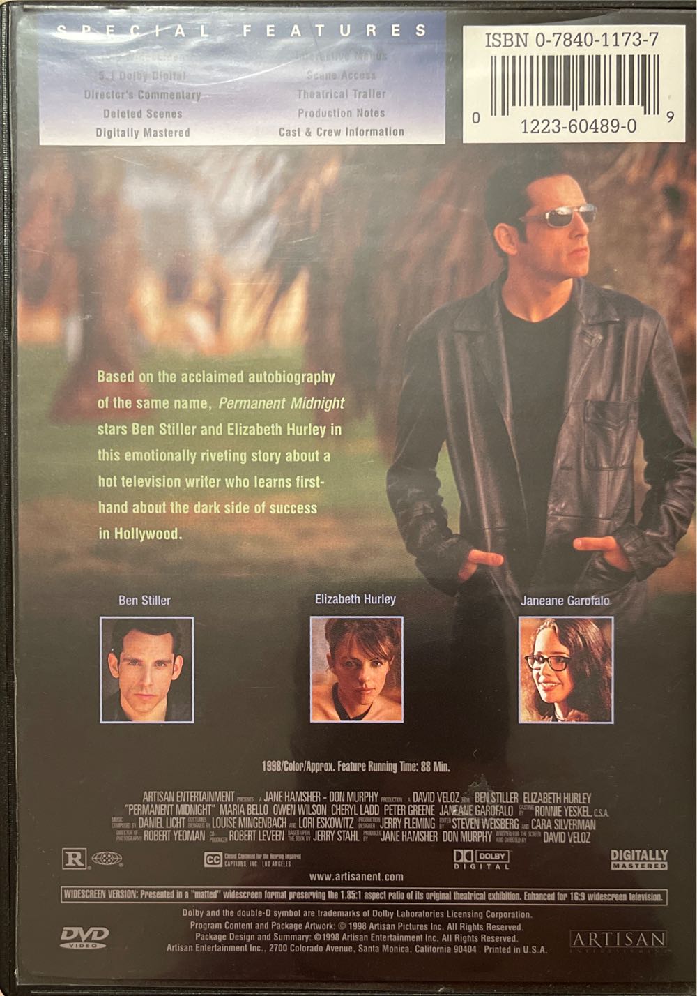 Permanent Midnight DVD movie collectible [Barcode 012236048909] - Main Image 2