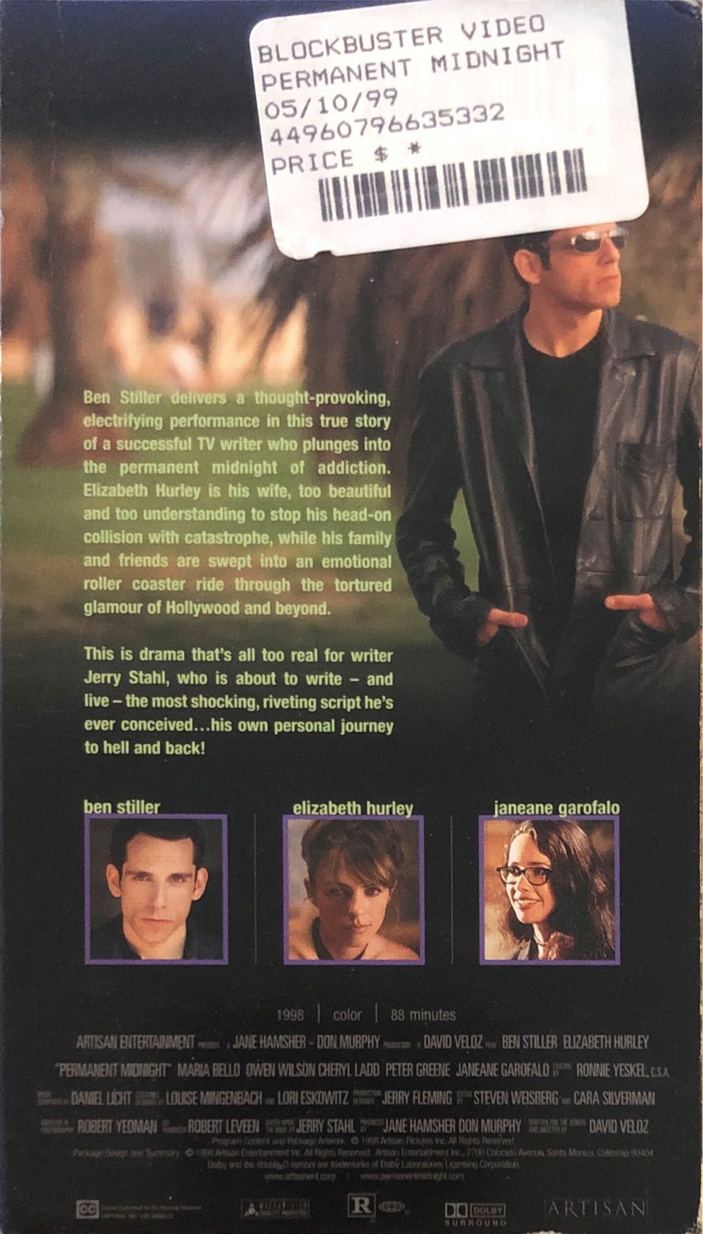 Permanent Midnight VHS movie collectible [Barcode 012236051039] - Main Image 2