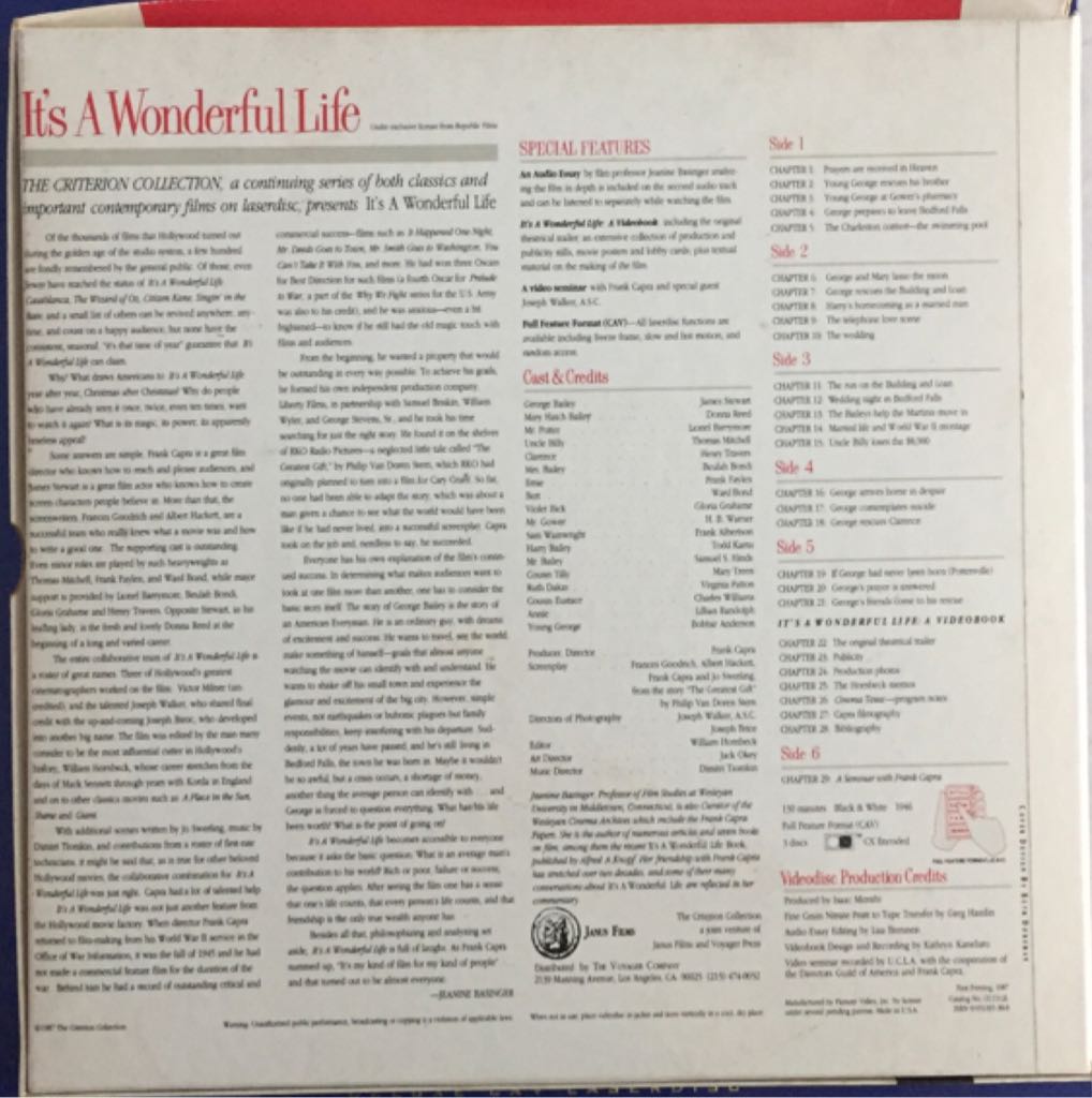 It’s a Wonderful Life Laser Disc movie collectible [Barcode 017153206265] - Main Image 2
