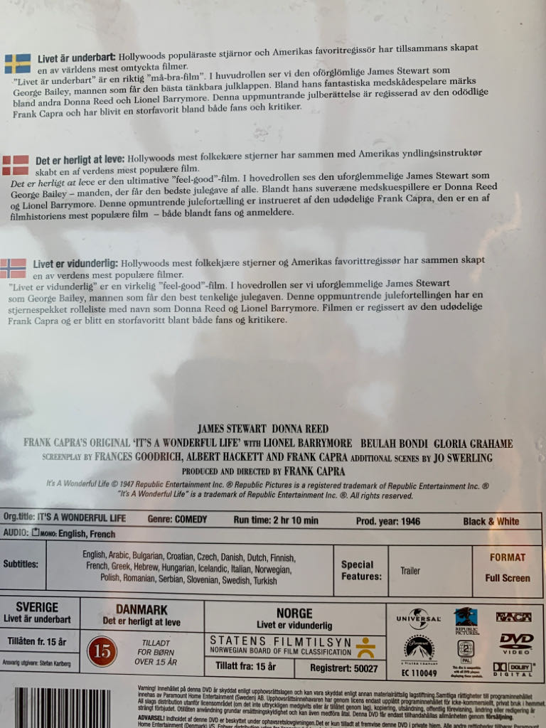 It’s a wonderful life - Livet er vidunderlig DVD movie collectible [Barcode 7332431015524] - Main Image 2