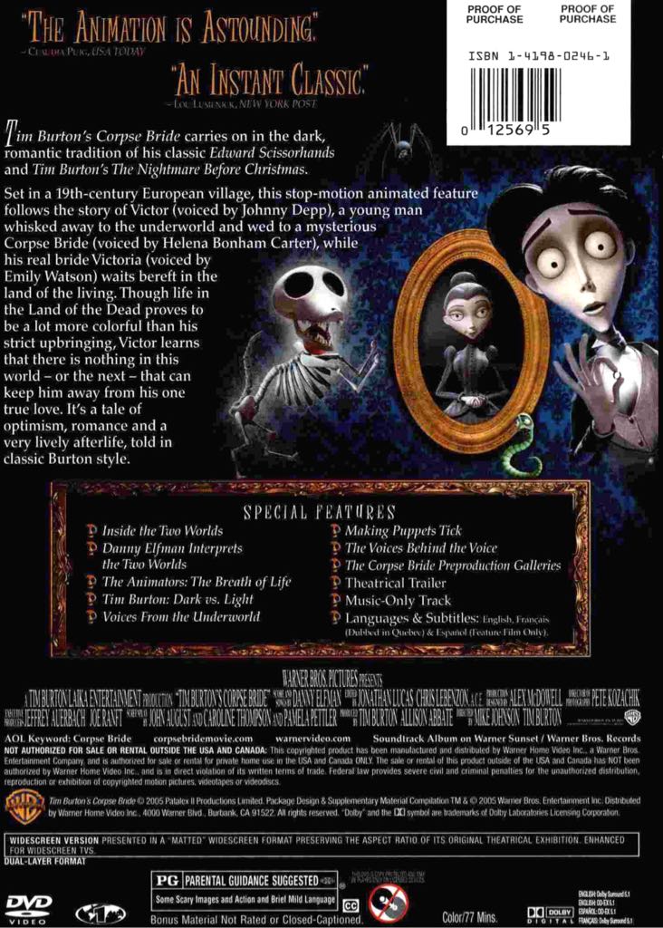 Corpse Bride DVD movie collectible [Barcode 012569762992] - Main Image 2