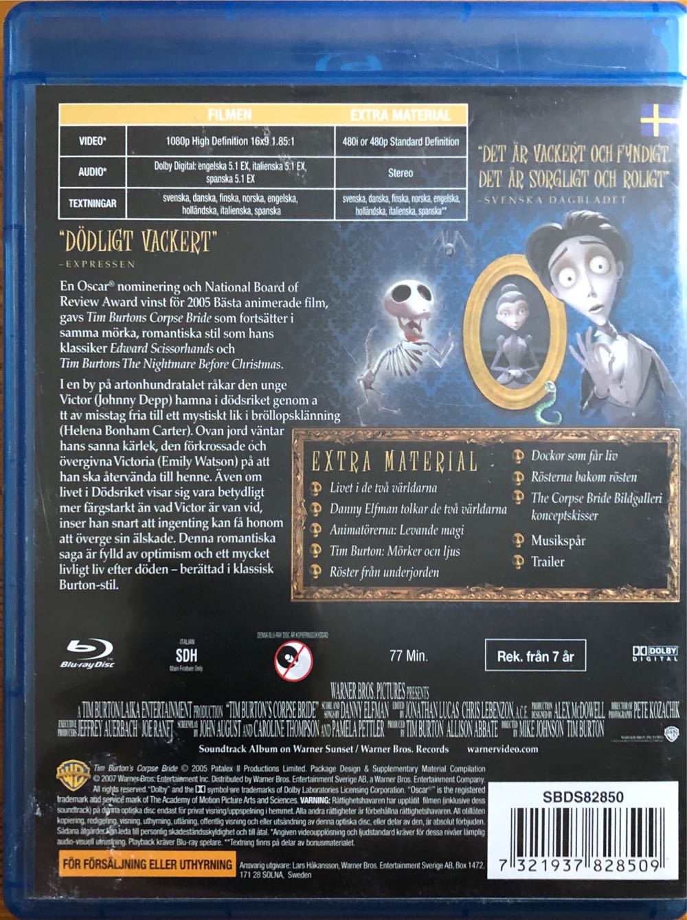 Corpse Bride Blu-ray movie collectible [Barcode 7321937828509] - Main Image 2