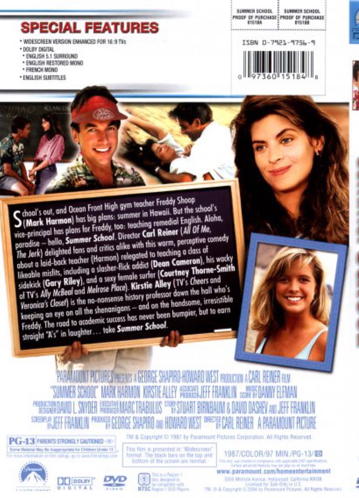 Summer School DVD movie collectible [Barcode 097360151886] - Main Image 2