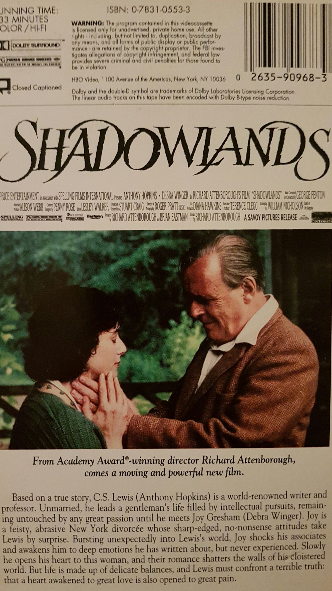 Shadowlands VHS movie collectible [Barcode 5014437302229] - Main Image 2