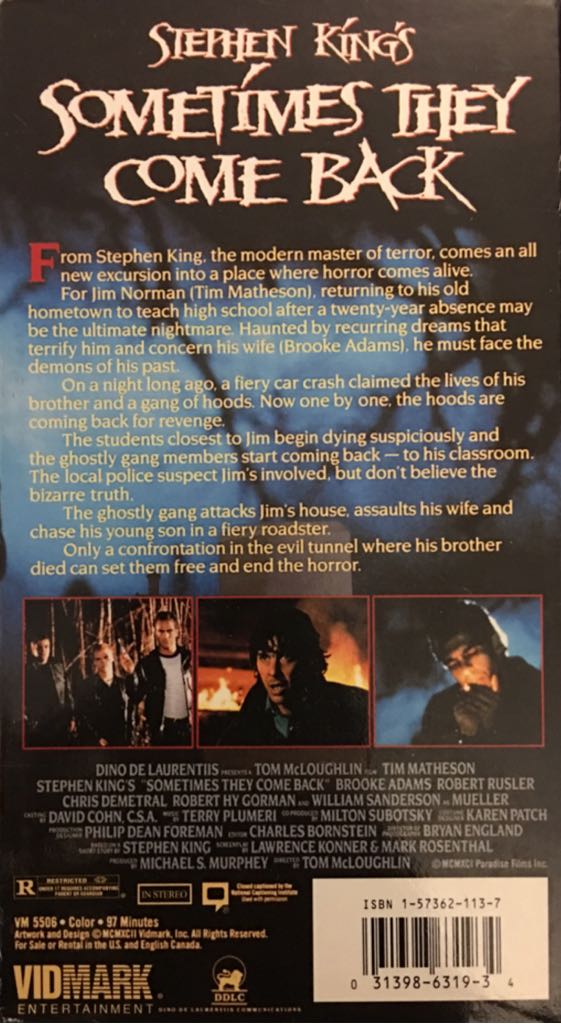 Sometimes They Come Back VHS movie collectible [Barcode 031398631934] - Main Image 2