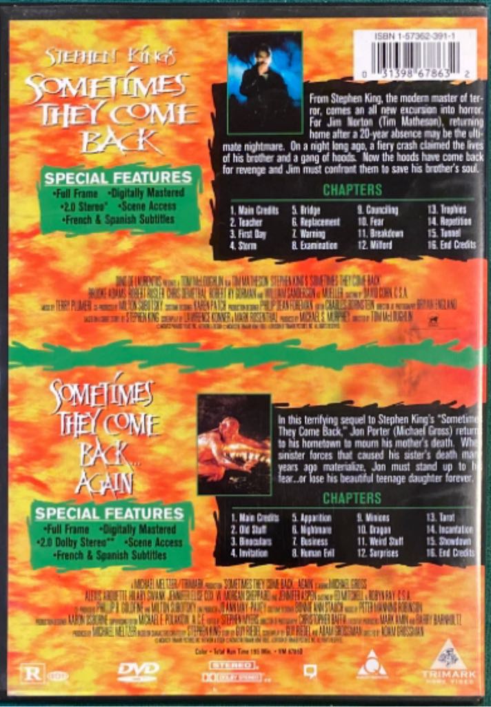 Sometimes They Come Back Double Feature DVD movie collectible [Barcode 031398678632] - Main Image 2