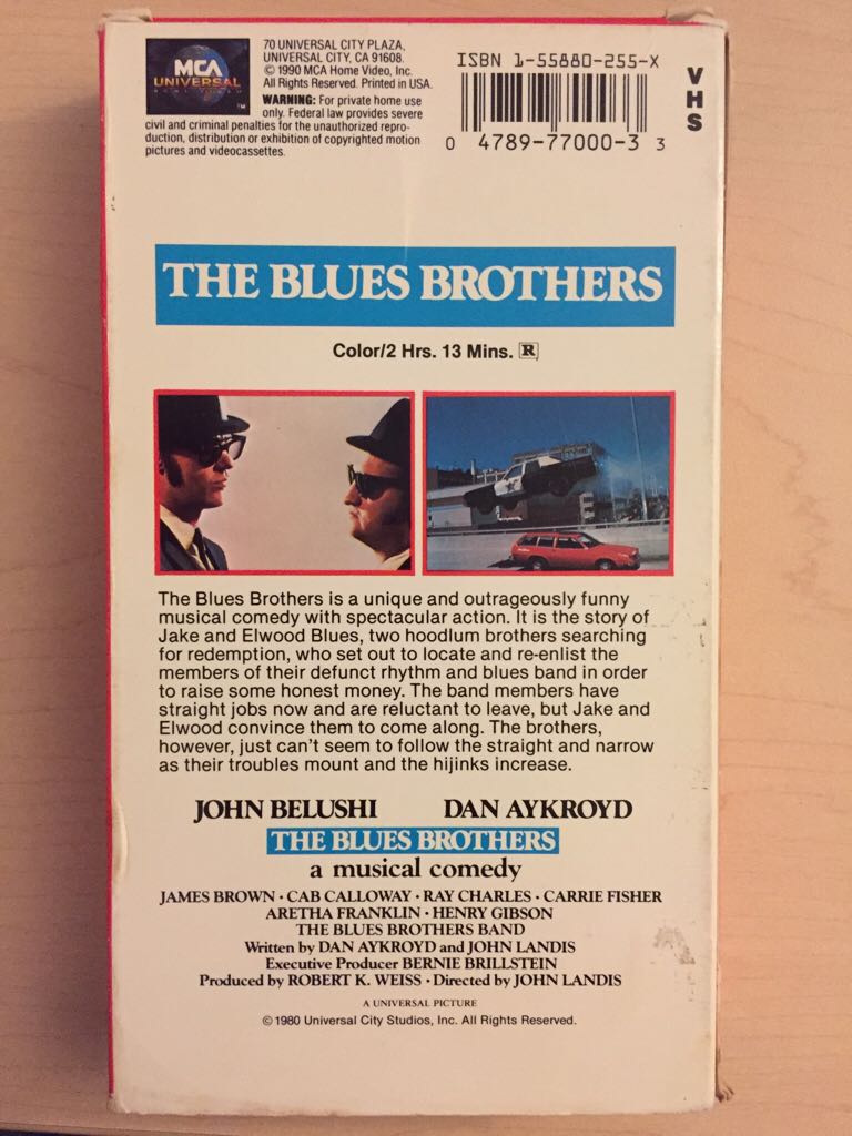 VHS-  The Blues Brothers VHS movie collectible [Barcode 047897700033] - Main Image 2