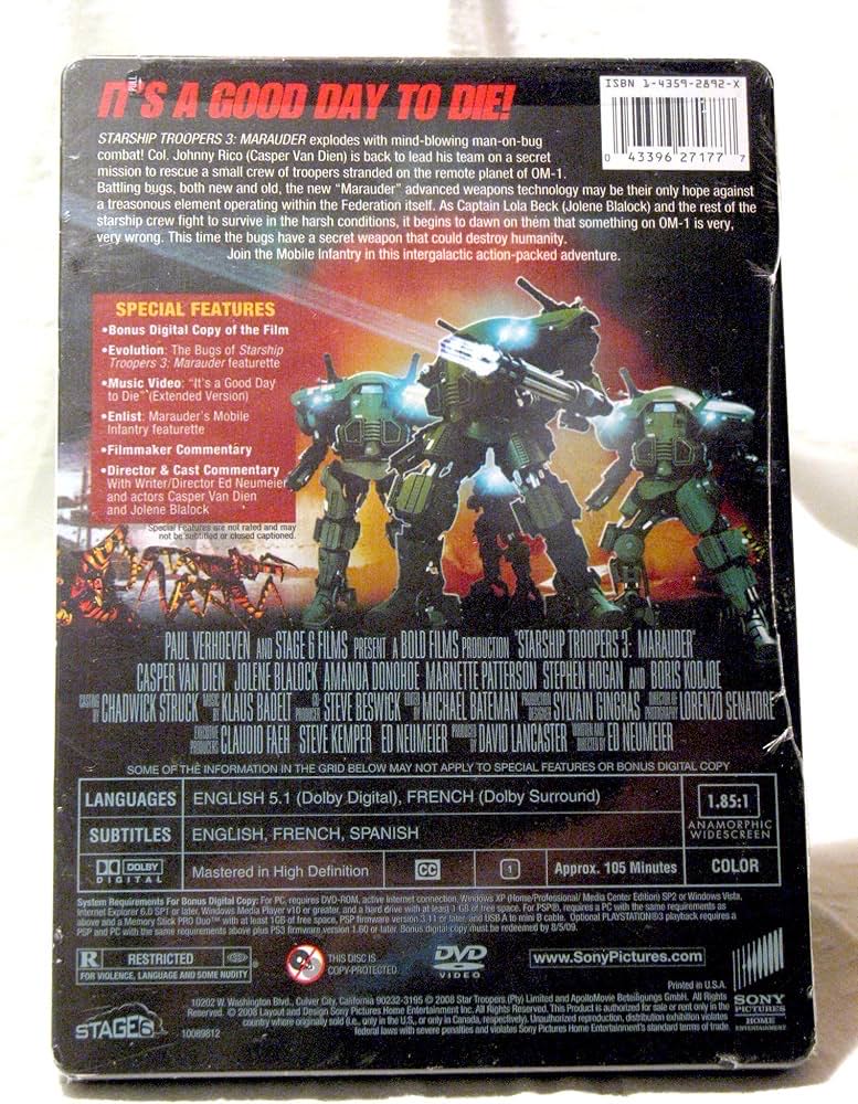 Starship Troopers 3: Marauder [Steelbook] Digital Copy movie collectible [Barcode 043396271777] - Main Image 2
