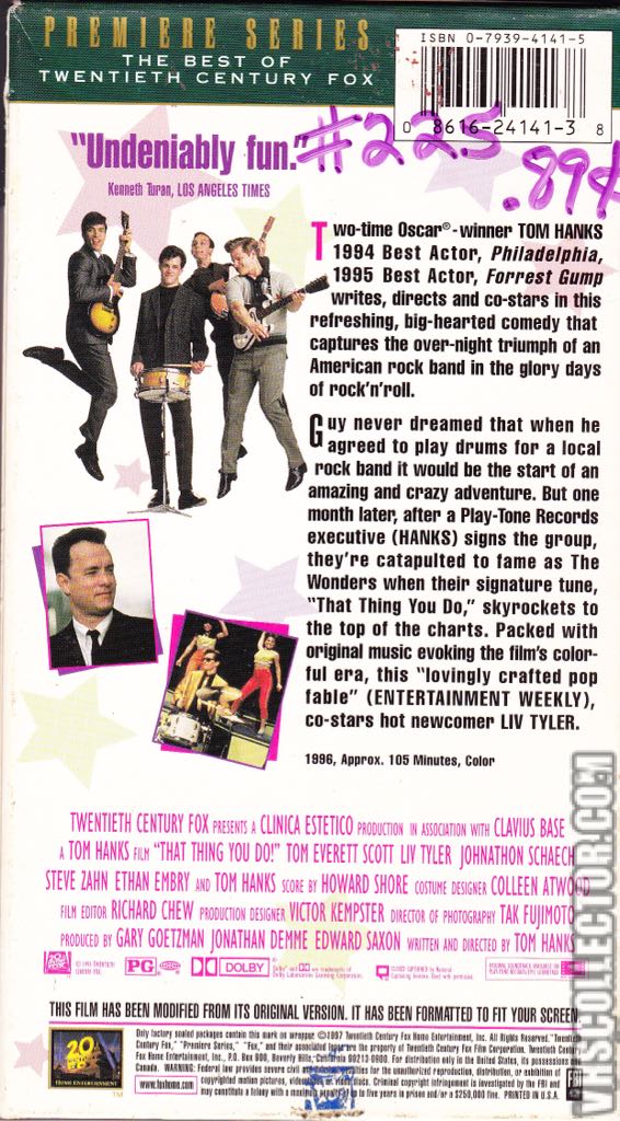 Tom Hanks That Thing You Do! VHS movie collectible [Barcode 8712626010920] - Main Image 2