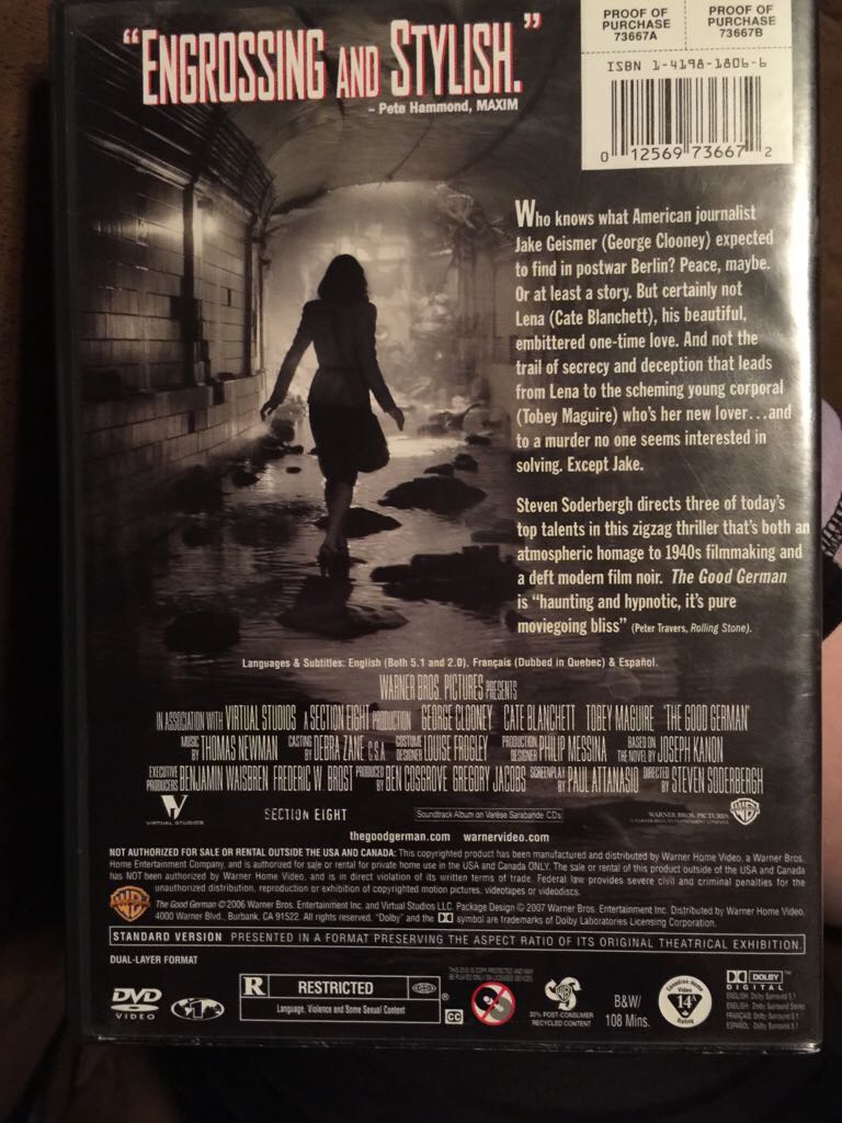 The Good German DVD movie collectible [Barcode 012569736672] - Main Image 2