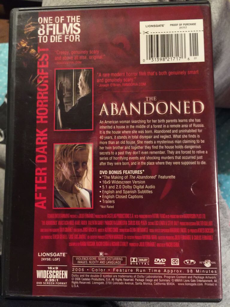 The Abandoned DVD movie collectible [Barcode 031398217176] - Main Image 2