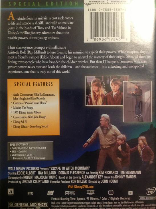 Escape to Witch Mountain.  E-46 DVD movie collectible [Barcode 786936192469] - Main Image 2