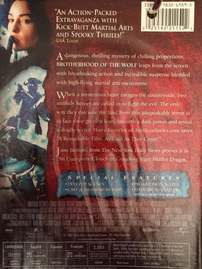 Brotherhood of the Wolf Digital Copy movie collectible [Barcode 3259190253629] - Main Image 2