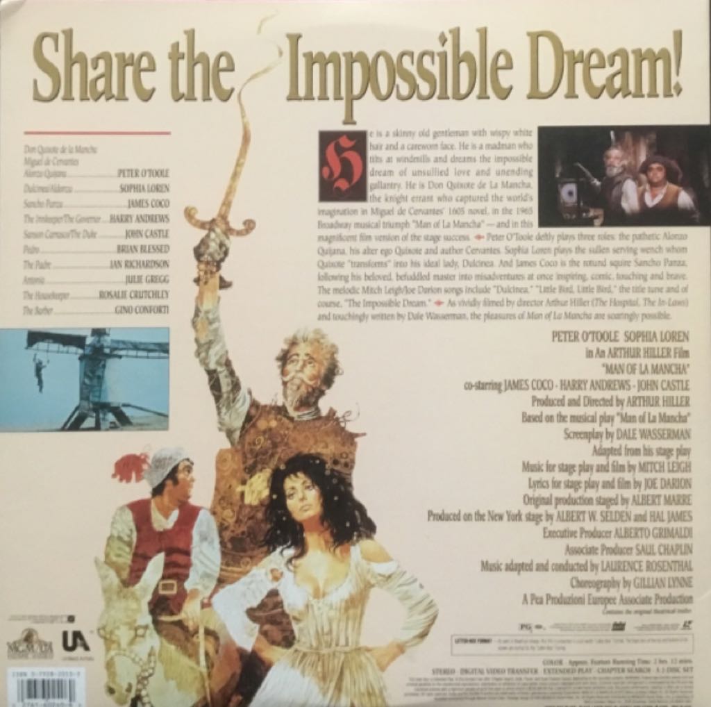 Man Of La Mancha Laser Disc movie collectible [Barcode 027616024060] - Main Image 2