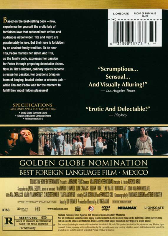 Like Water for Chocolate DVD movie collectible [Barcode 5027035003818] - Main Image 2