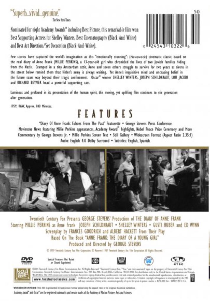 The Diary Of Anne Frank DVD movie collectible [Barcode 024543103226] - Main Image 2