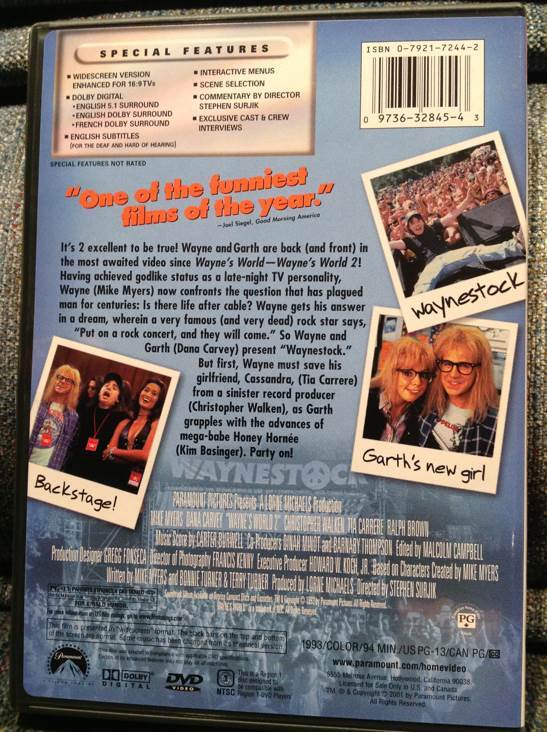 Wayne’s World 2 DVD movie collectible [Barcode 097363284543] - Main Image 2