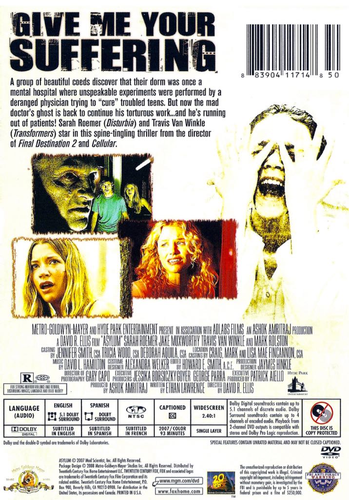 Asylum DVD movie collectible [Barcode 9321337103761] - Main Image 2