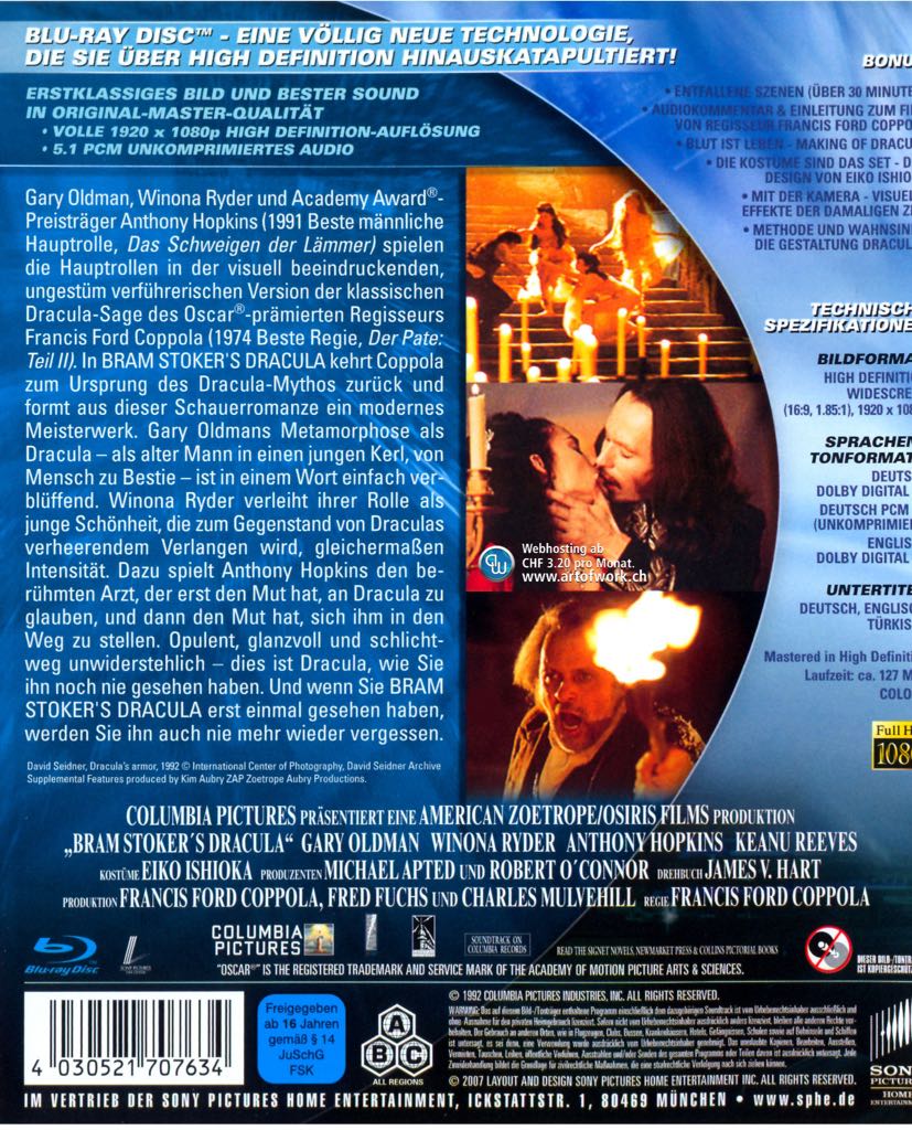 Dracula, Bram Stoker’s Blu-ray movie collectible [Barcode 5050629459012] - Main Image 2