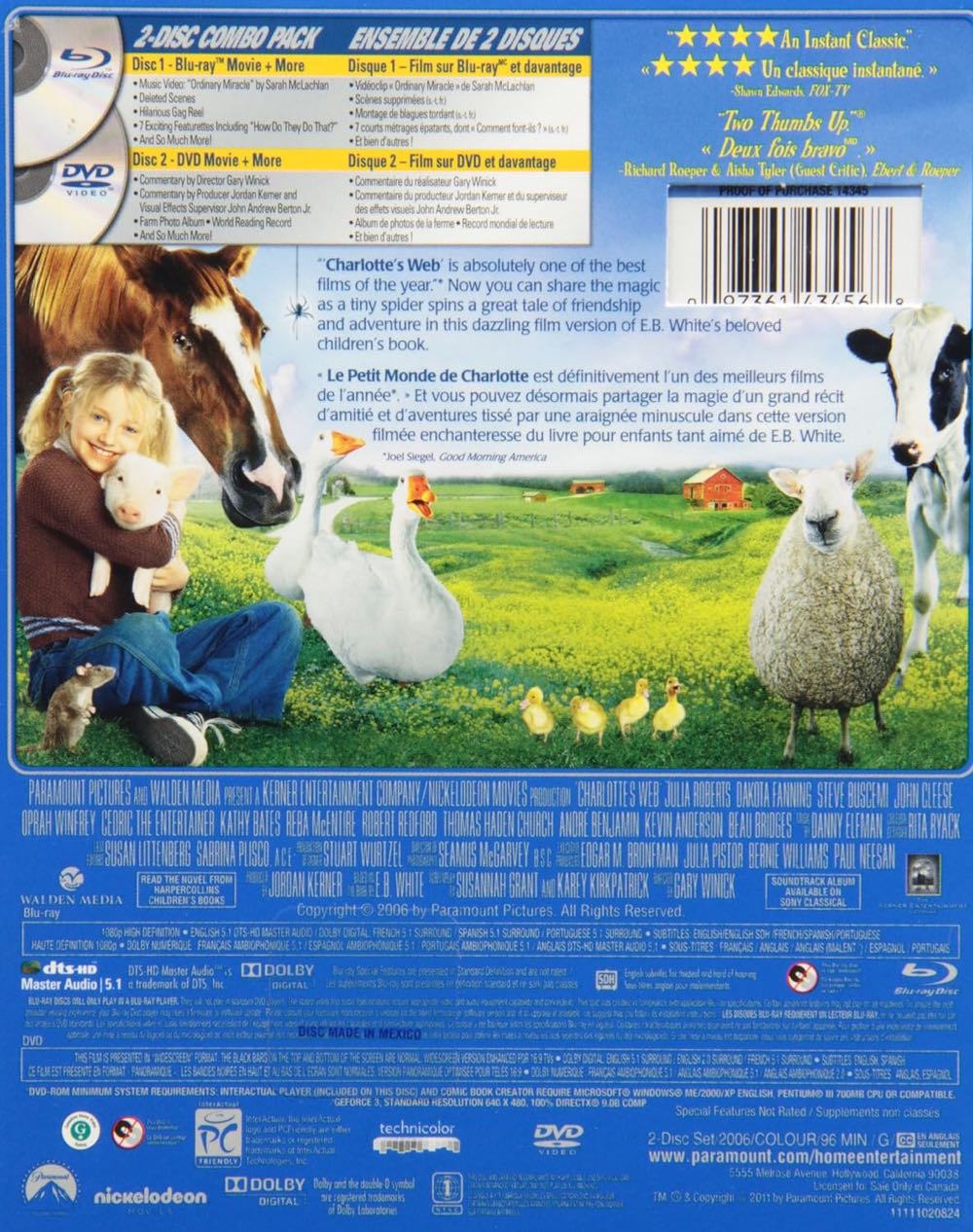 Charlotte’s Web Blu-ray movie collectible [Barcode 883929301898] - Main Image 2