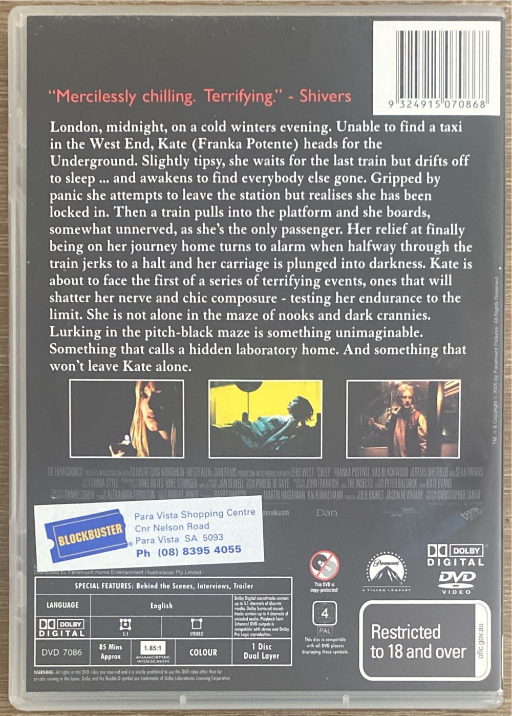 Creep DVD movie collectible [Barcode 9324915070868] - Main Image 2