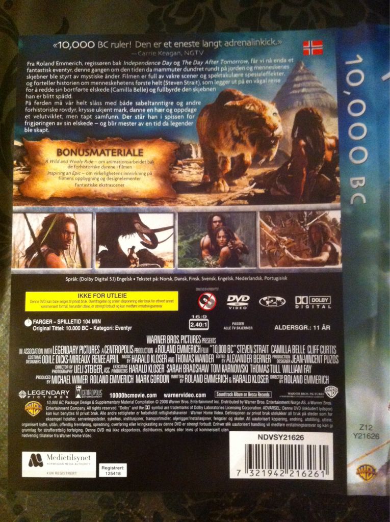 10,000 B C DVD movie collectible [Barcode 7321942216261] - Main Image 2