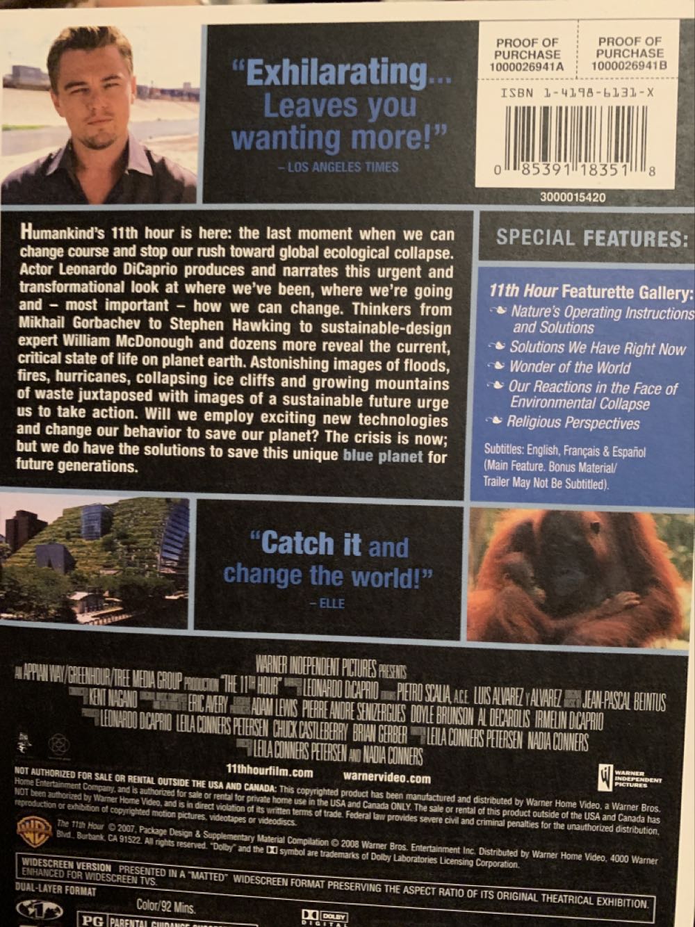 The 11th Hour DVD movie collectible [Barcode 085391183518] - Main Image 2