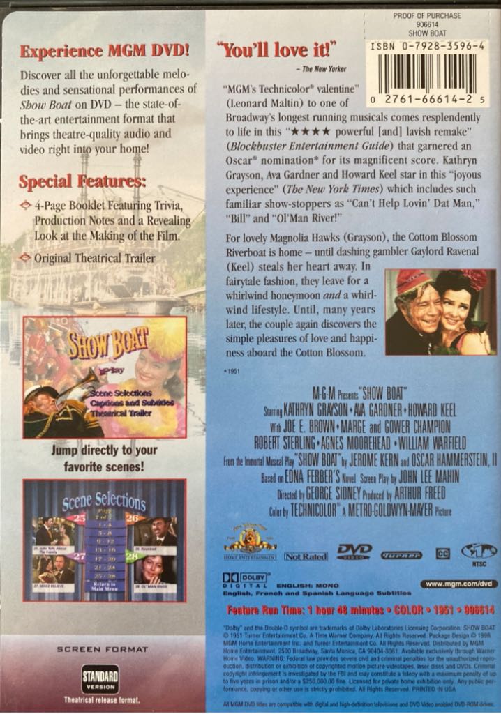 Show Boat DVD movie collectible [Barcode 027616661425] - Main Image 2