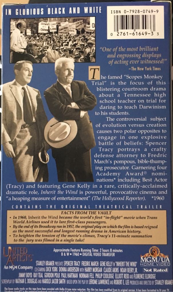 Inherit The Wind (1960) Betamax movie collectible [Barcode 027616164933] - Main Image 2