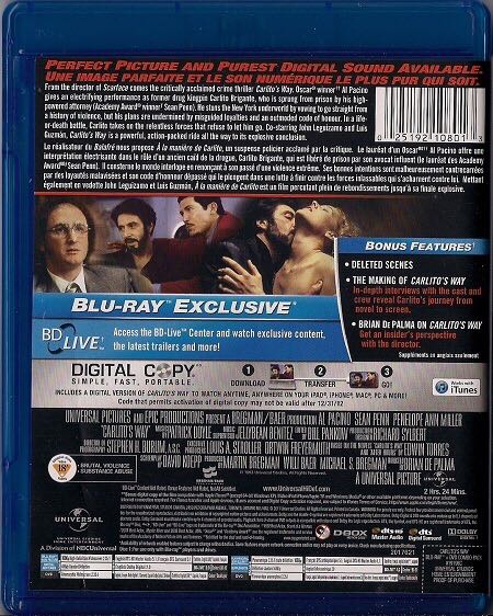 Carlito’s Way Blu-ray movie collectible [Barcode 025192108013] - Main Image 2